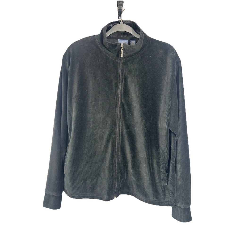 Mountain Lake Casuals Black‎ Ribbed Zip Up Jacket XL Gorpcore Minimalist Cozy
